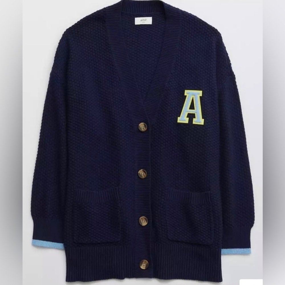 Aerie Varsity Letter A Cardigan Oversized XS
